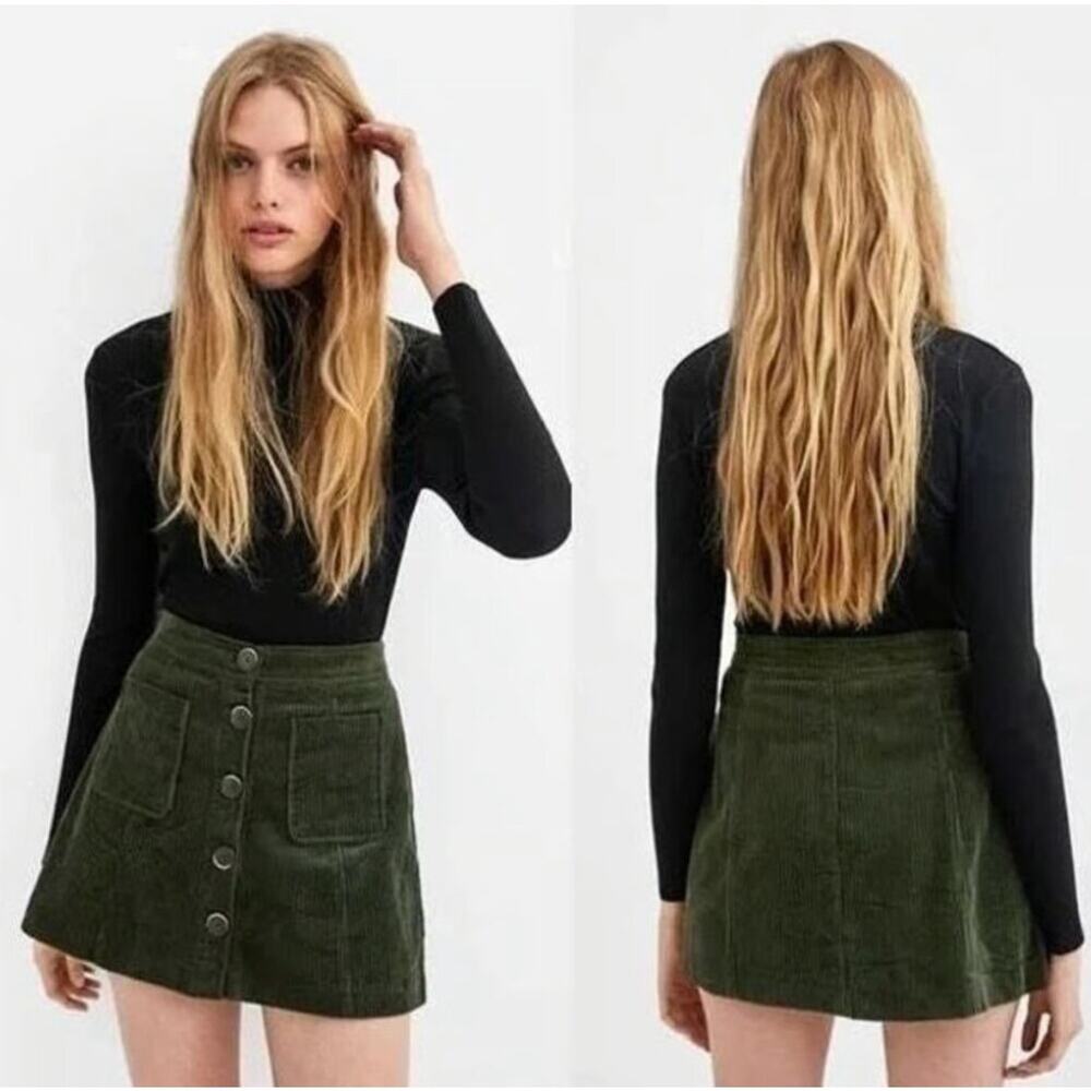 ZARA | NWT Button Down Corduroy‎ Mini Skirt | M